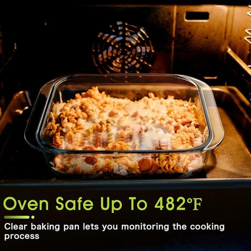 Image of 900ml Square Borosilicate Glass Baking Dish | Microwave, Oven & Air Fryer Safe Clear Glass Bowl | Durable Transparent Cake Mould & Food Container (0.9L, Single Piece) (1)