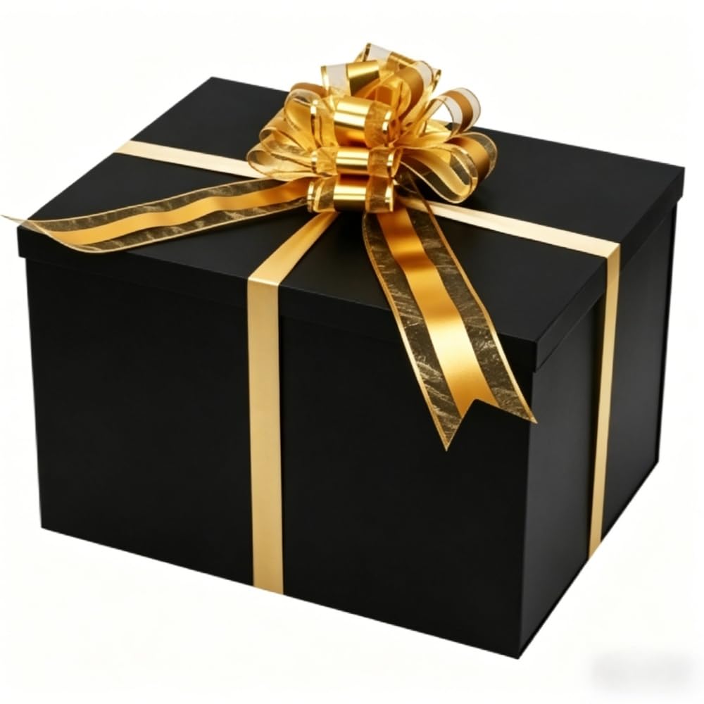 Photo 1 of UoeRing Black Extra Large Gift Box 1Pcs 17x13x11 inch,luxury Gift Box with Lid for Birthday Christmas Valentine's Day Mother's Day (Contain Pull Bows,Card,Envelope,Filler)