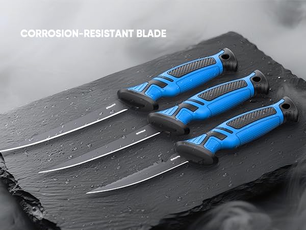 Fillet Knife and Bait Knife Set Performance 5"-6"-7" G4116 German Flex Razor Sharp Stainless-Steel Blade with Sheath for Filleting and Boning, Pro Fishing Gear and Equipment Tools, Cool Fishing Gift for Men (Black-Blue) - Image 5