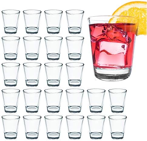 LULULOVE 1.5 Ounce Shot Glasses Set with Heavy Base, 24 Pack Clear Shot Glass