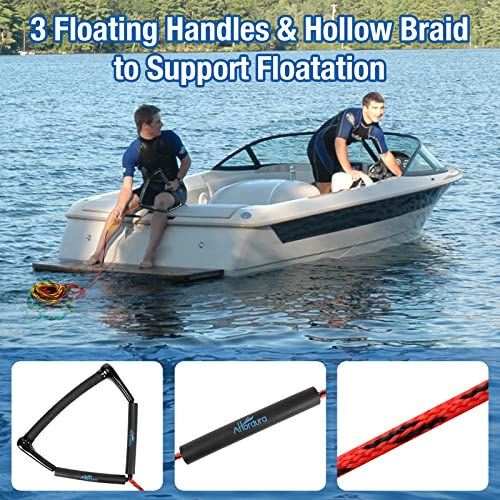 Image of Affordura Water Ski Rope, 75 FT 4-Section Wakeboard Rope with Handle