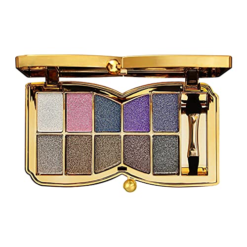 UIFCB Glitter Eyeshadow Palette,10 Colors Sparkle Shimmer Eye Shadow Highly Pigmented Long Lasting Makeup Set Gold(Type 2)