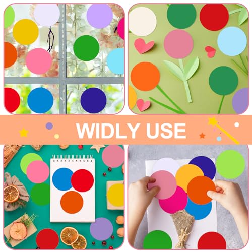 Image of Kisston 360 Pcs Round Cutouts Paper 3.9 Inch Assorted Color Die Cuts for DIY Craft Projects School Classroom Bulletin Board Decor