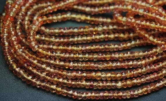 Saphir orange naturel en perles rondelles facettées de 2,75-3mm pour création