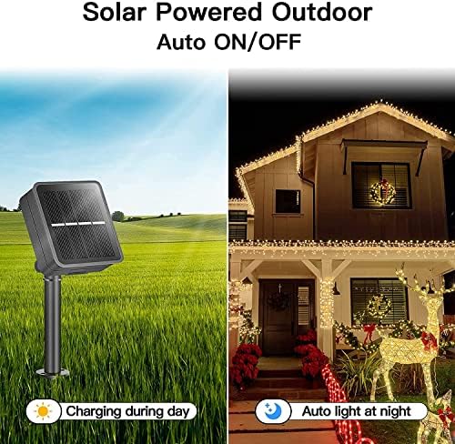 Solar Fairy Lights Outdoor, 46FT/14M 120LED Solar String Lights Waterproof 8 Modes Copper Wire Decorative Solar Powered Garden Light for Tree Patio Tent Fence Summer Party Wedding Xmas (Warm White)