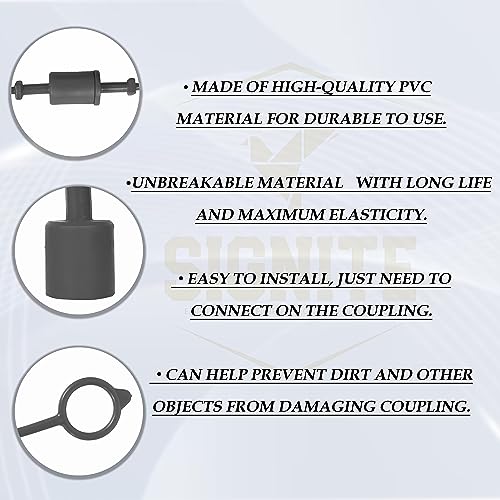 Image of SIGNITE 2 Sets, 3 /8 ISO A Tractor Hydraulic Hose Caps and Plugs, Quick Disconnects, Black PVC, Cap, Dust Cap, Plug Fittings