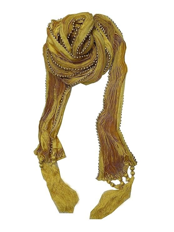 Golden Color Moti lace Silk Men Heavy Stole for Gents with Golden Stripes, 250 x 20 cm-picture-13