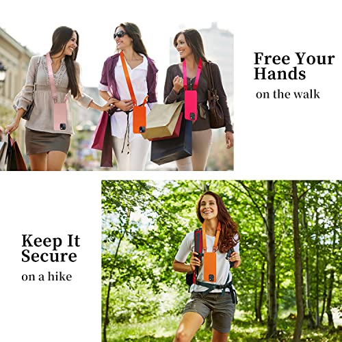 Image of Compatible with iPhone 14 Case with Lanyard Crossbody iPhone Case with Strap Adjustable Shockproof Drop Protection Silicone Phone Cover for iPhone 14 6.1'' Neon Pink