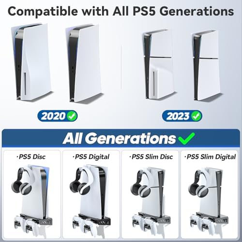 PS5 Slim Wall Mount Kit with Charging, PS5 Controller Charger, Floating Shelf Wall Mount Vertical Stand for PS5 Slim, PS5 Wall Mount Accessories with Controller Holder, PS5 Wall Mount Kit Behind TV 3 51 wqQQeM2L. AC
