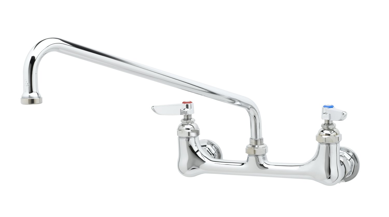 T&S Brass B-2299 Doppelkammer-Wasserhahn – Wandmontage, 20,3 Cm Mitte, 35,6 Cm Schwingdüse, 1/2" NPT Anschluss