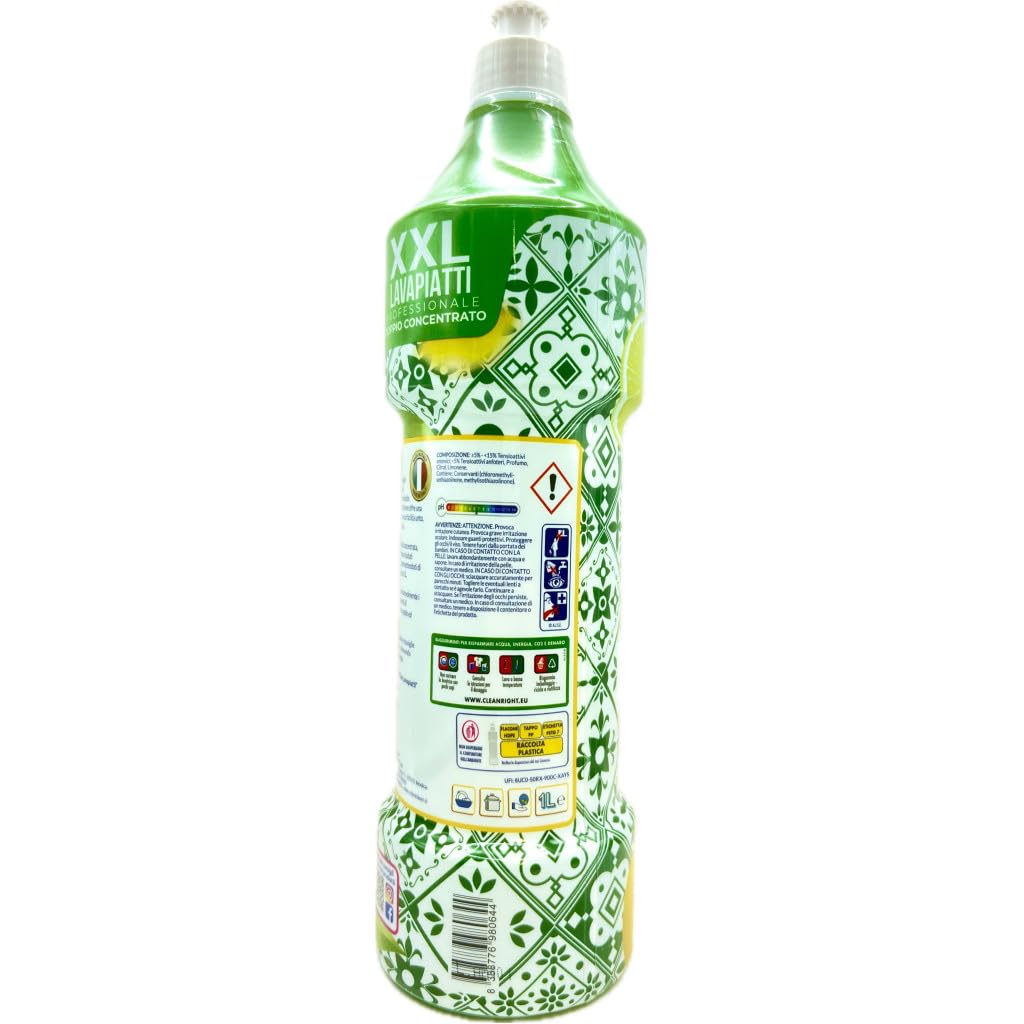 Detergente Lavapiatti XXL con limones sicilianos 1 litro + llavero Beni Culinari gratuito (12 unidades)