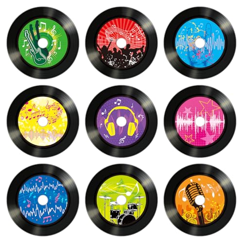 45 Pcs Musical Records Bulletin Board Cutouts 6 inch Jazz Rock Music Party Decorations for Rock and Roll Classroom Wall Décor 1950s 70s 90s Retro Music Birthday Theme Party Supplies