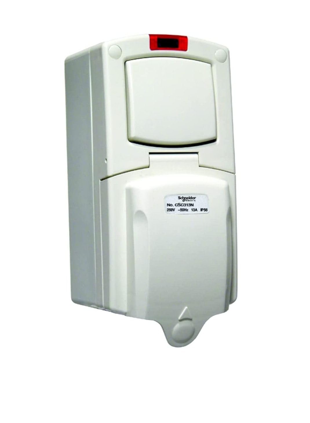 Schneider Electric 13A 250V Surface Mount Single Pole Switched Socket With Neon Ip56 – Csc313N 20X15X25