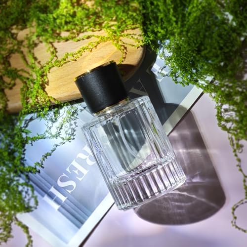 50ml/1.7 Oz Glass Spray Bottle Perfume Atomizer,Round Glass Perfume Travel Refillable Spray Bottle Empty with 3 Kinds of Dispenser (Clear2)3