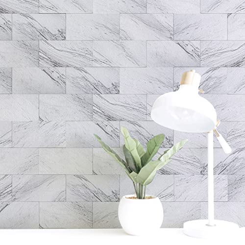 Image of Art3d 102-Pack Peel and Stick Backsplash on Subway Tile, White Granite