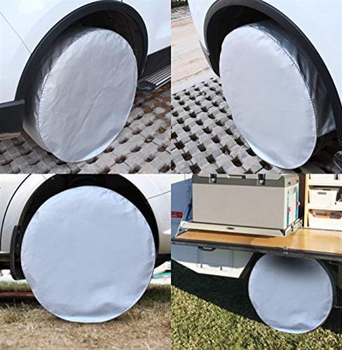 Spare Tire Cover for Trailers-Tire Covers 4 Pack,Four Layers Tire Covers Set of 4 for Rv Travel Trailer Wheel (Silver, Dia 35in)