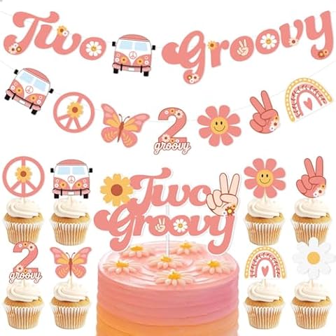 Wbesty 11Pc Groovy Hippie Party Supplies - 1960s Hippie Themed Birthday Party Decoration Set Cover