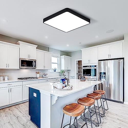 Ganeed 19.6 inch LED Ceiling Light, 39W Black Square LED Ceiling Lamps, Day Light Flush Mount Energy Saving Light Fixture for Office Bedroom Kitchen Hallway Stairways by Ganeed - Image 2