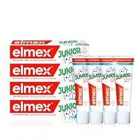 elmex Dentifricio Junior 6-12 anni con fluoruro amminico, 4 x 75 ml