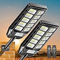 Deepn Solar Lights Outdoor for Outside, IP66 Waterproof Solar Street Lights Outdoor, 6500K Dusk to Dawn Solar Security Flood Lights Motion Sensor with Remote Control for Parking lot, 2 Pack