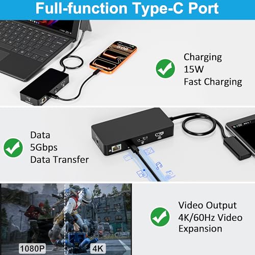 Image of 12-in-1 Surface Docking Station, 4K@60Hz Triple Display Surface Dock with HDMI, DP, USB-C, 4-Screen Support, 4 USB Ports, SD /TF, Audio for Surface Pro 11 /10 /9 /8 /7, Surface Laptop, Book, Go