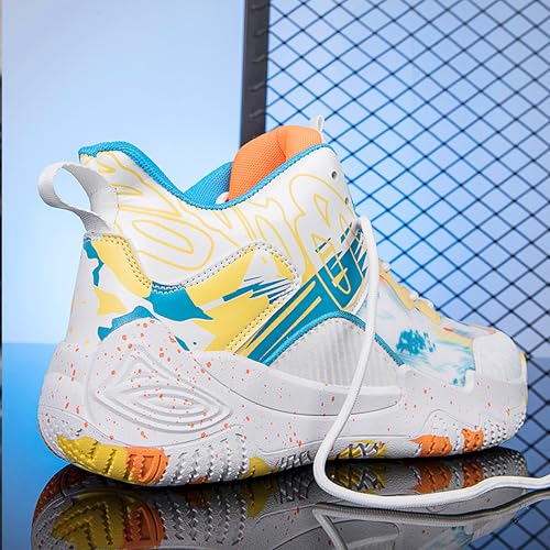 Image of Men's High-Top Basketball Shoes Anti-Slip and Wear-Resistant Soles Running Shoes Graffiti Design Fashionable Sports Shoes