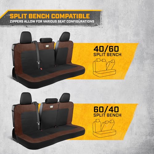 Image of CAT MeshFlex Brown Rear Seat Cover for Cars, SUVs & Mid-Size Pickup Trucks - Durable 60 /40 Split Rear Bench Seat Protector, Back Seat Cover, Interior Auto Accessory, Not for Full-Size Pickup Trucks