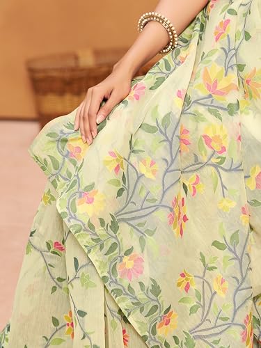 Image of EthnicJunction Women's Pure Cotton Woven Saree With Blouse Piece