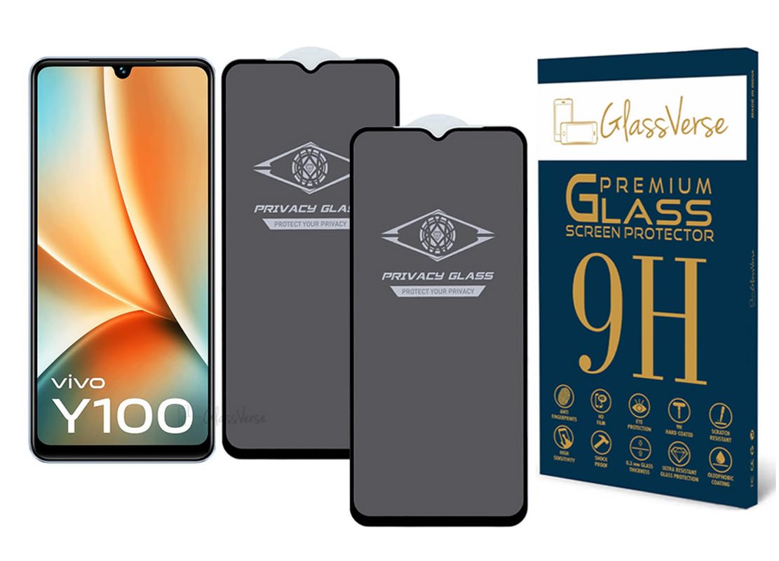 GlassVerse Ultra Privacy Tempered Glass For Vivo Y100 (Pack Of 2) with Free Installation Kit. Full screen Coverage. (In-Screen FingerPrint Lock will not work with the Privacy Guard) - 6.38 inch (B0CK6XH19N) Amazon Price History, Amazon Price Tracker