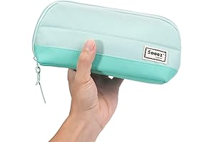 Sooez Wide-Opening Mint Green Turquoise Pencil Case