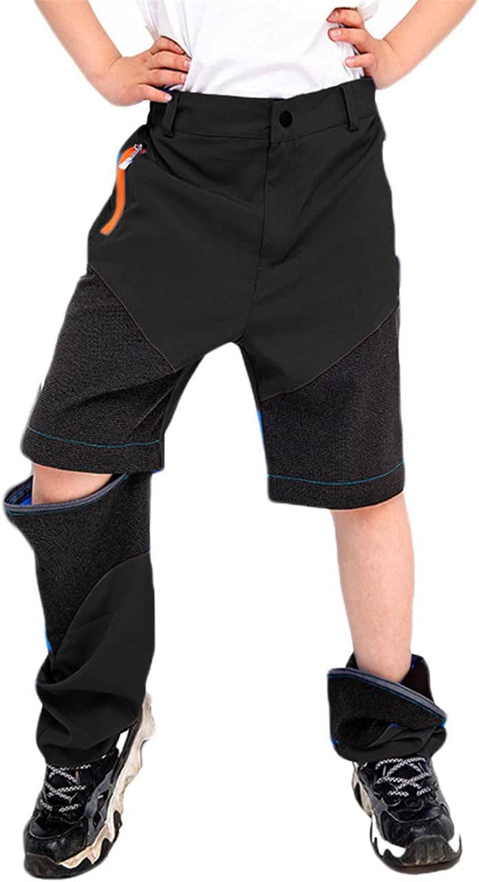 HARGLESMAN Boys Girls Cargo Pants Kids' Casual Outdoor Quick Dry Waterproof Hiking Climbing Convertible Trousers