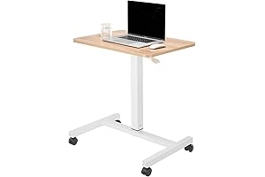 CLATINA Mobile Laptop Desk: Height-Adjustable, Rolling with Lockable Wheels for Home Office Workstation