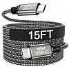 15FT USB C Cable 60W, Extra Long USB C to USB C Cable, Type C Charger Fast Charging Cord, Compatible with iPhone 17 16 15 Pro Max Plus, Samsung Galaxy, Pixel, iPad Pro/Air, MacBook Pro/Air