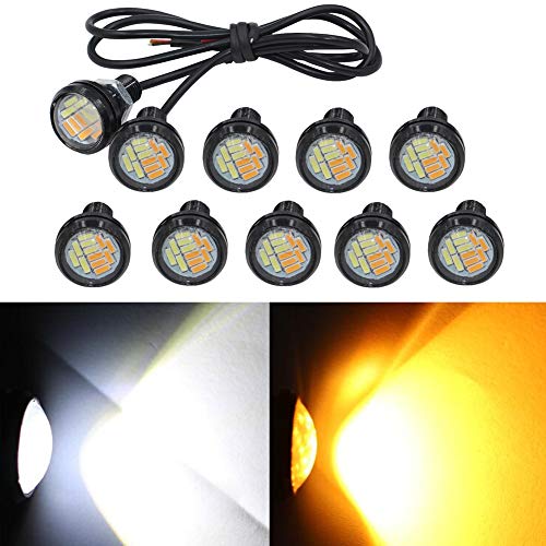 Yolu 10-Pack Eagle Eye Lights Amber & White 4014 12-SMD 20mm Eagle Eye Led Bulbs Daytime Running Lights Reverse Tail Brake Turn Signal Light Tail Backup Lights Clearance Marker Lights 12V
