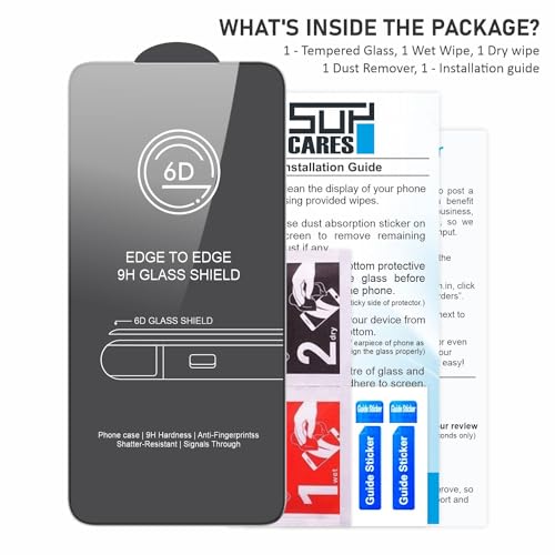 Image of SupCares Tempered Glass for Samsung Galaxy S23 (6.1 Inch) With Installation Kit | Military-Grade Gorilla Screen Protector | Edge to Edge Coverage | Black