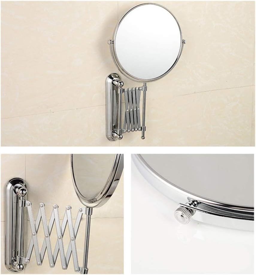 BESPORTBLE Wall Mount Makeup Mirror, 6-Inch Two-Sided Extension Mirror with 3X Magnification - Chrome Bathroom 360° Swivel