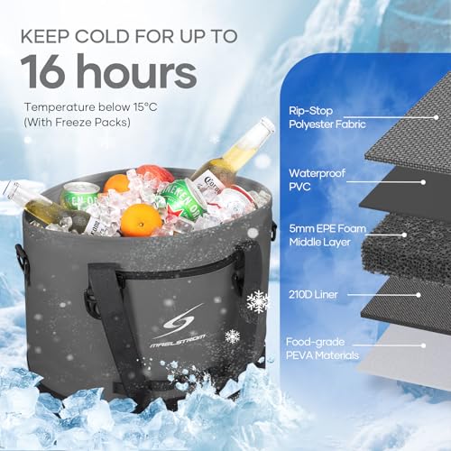 Image of Maelstrom 30 Can Insulated Cooler Bag, Leakproof Soft Ice Chest | Tote Style,16h Cold, Lightweight,Collapsible,Peva Liner,Waterproof,Gear Loop,Multi-Pockets,For Shopping,Beach,Picnic
