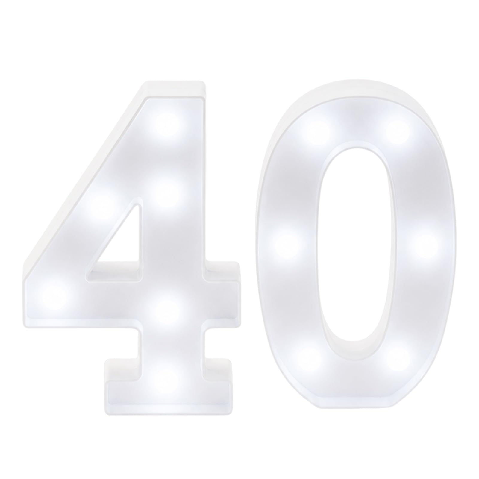 8.86 Inch LED Light Up Numbers, LED Light Up Marquee Sign for 40th Birthday Decorations for Her Him, Wedding Anniversary, Graduation, Home Bedroom Table Wall Party Backdrop Decor, Number-40