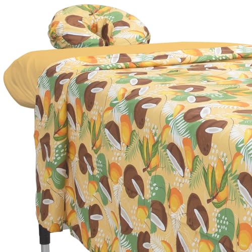 Image of ForPro Premium Designer Microfiber 3-Piece Massage Sheet Set, Coco Mango, Ultra-Light, Stain and Wrinkle-Resistant, Includes Flat and Fitted Sheets and Face Rest Cover