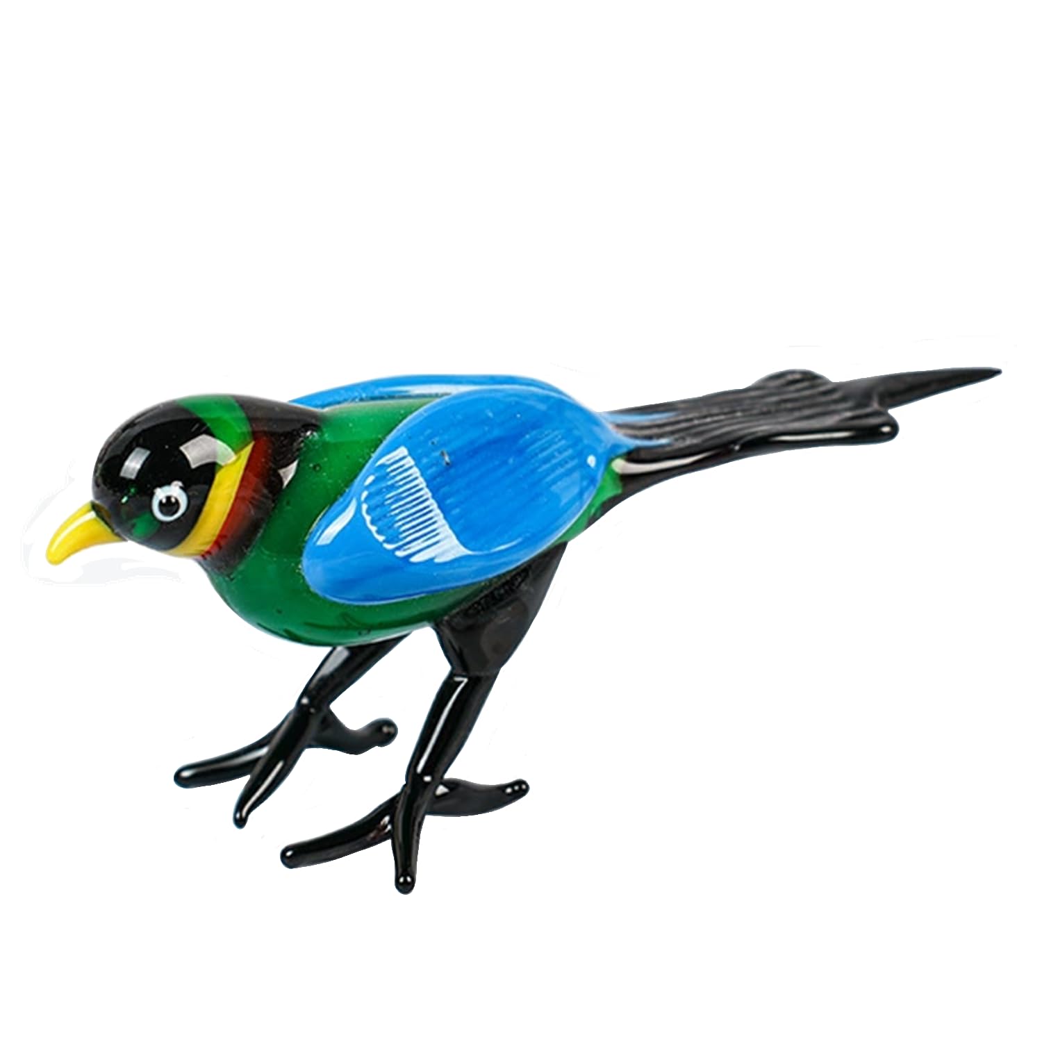 ZDHC Bird Figurine Art Hand Blown Glass Animal Sculpture Collectible Desktop Crystal Ornaments for Centerpiece Home Office Display Decor Craft (Style B)
