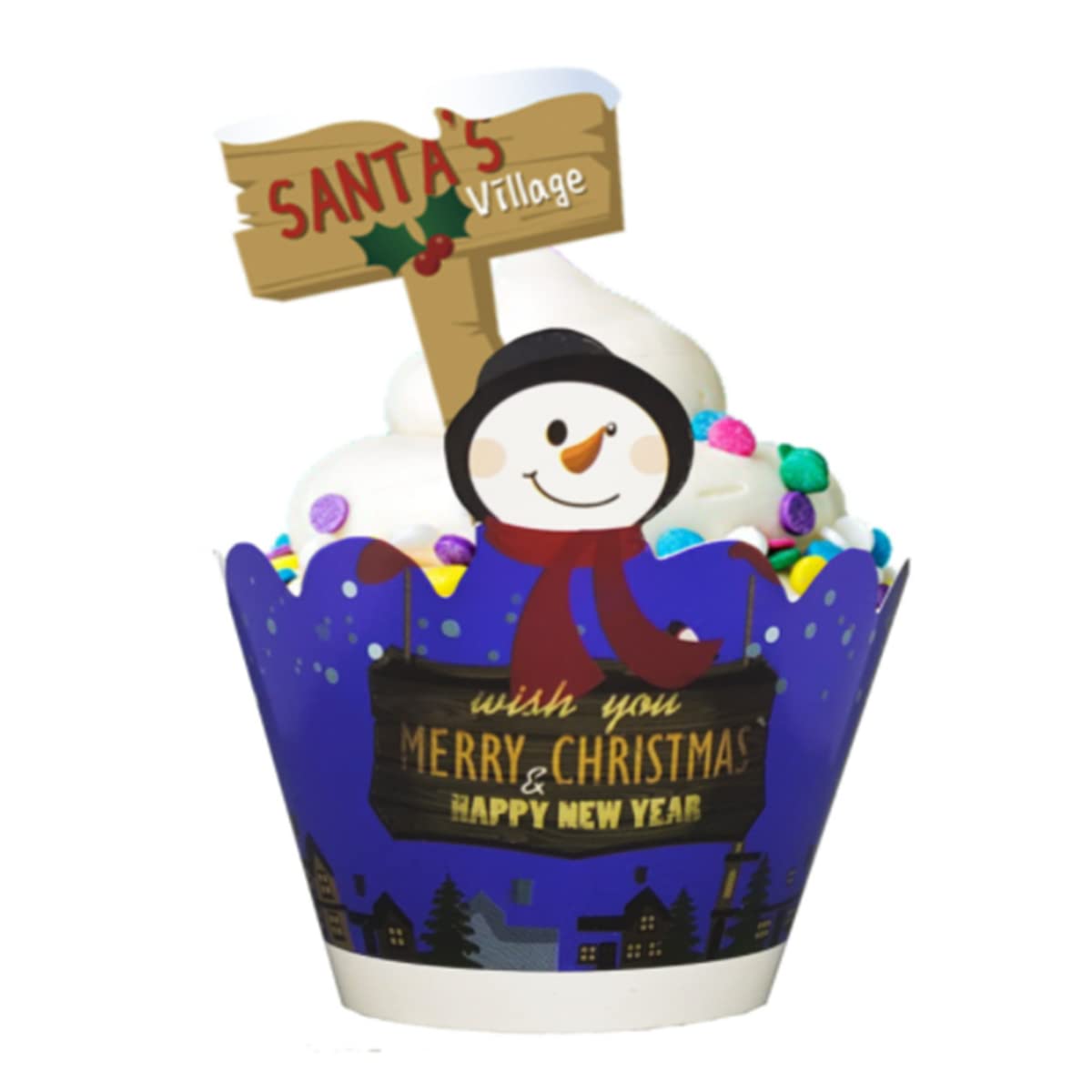 48-teiliges Weihnachts-Cupcake-Deko-Set – Topper & Wrapper Aus Papier, Für Kuchen & Party