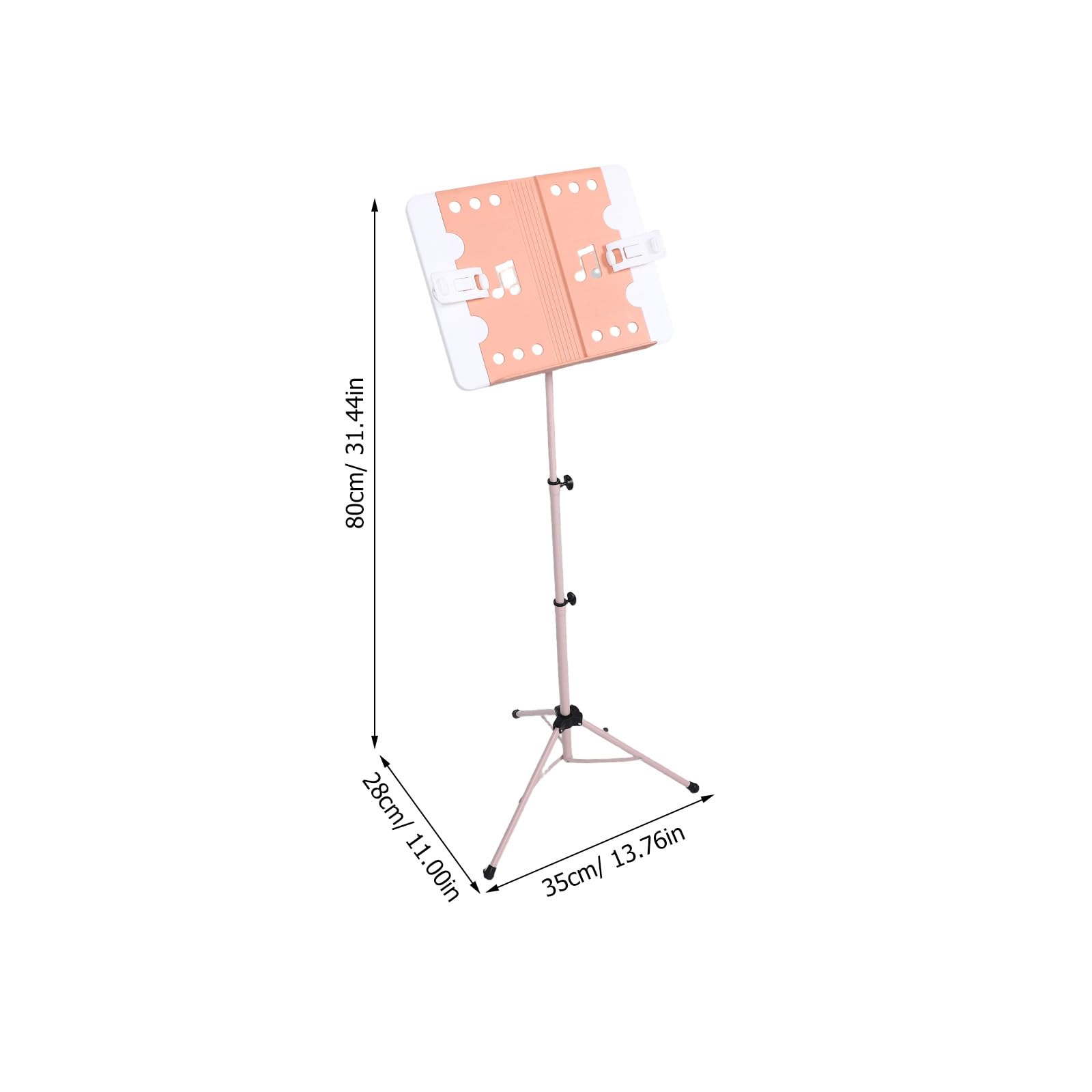 Leggio Pieghevole Rosa Regolabile per Spartiti Musicali | Altezza 11, 81-52, 36 Pollici, Inclinazione 0°-90°, Plastico, Anti-scivolo e Portatile
