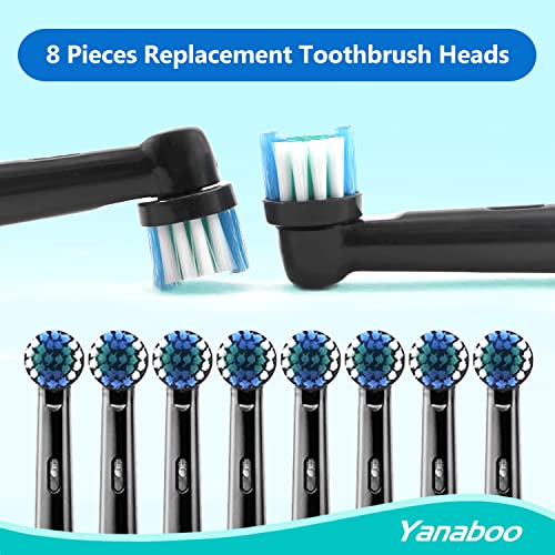 Image of Yanaboo Replacement Brush Heads Compatible with Oral B Electric Toothbrushes, for Vitality Pro Smart Genius Series, Precision Clean and Plaque Removal (8c Black)