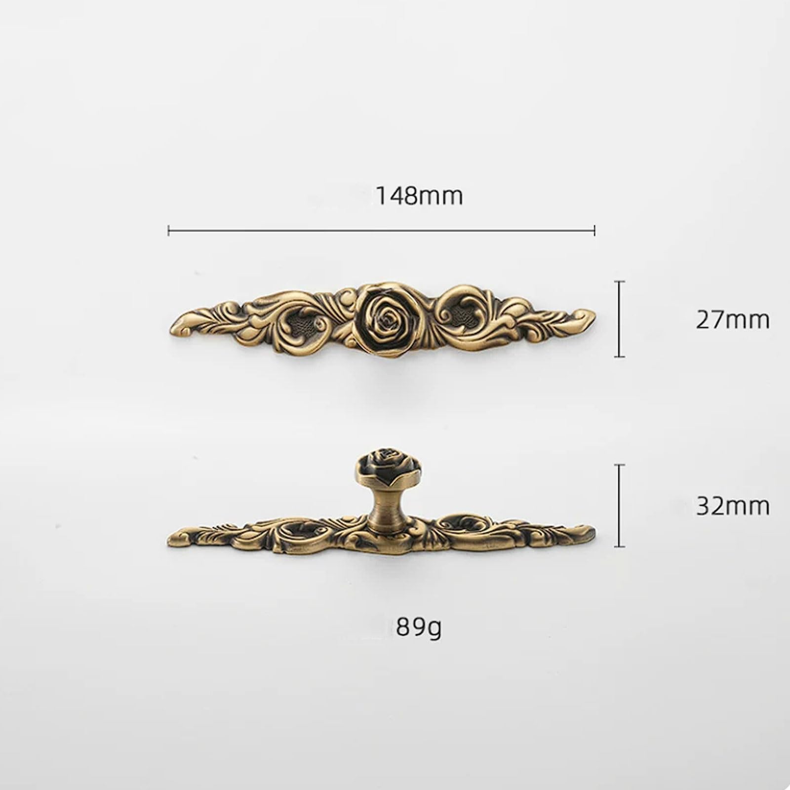 Uchwyty do szafek w stylu chińskim antyczny brąz, wzór retro, styl vintage, eleganckie wykończenie z pojedynczym otworem dla ozdobnego wyglądu (148 x 27 x 32 mm)