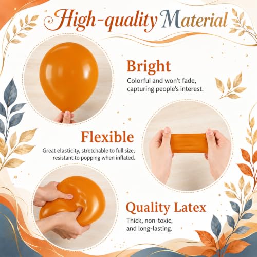 Image of Burnt Orange and Blue Fall Balloons, Retro Dusty Blue Orange Nude Balloon | Metallic Light Gold Thanksgiving Balloons for Boho Autumn Harvest Market Baby Shower Here Comes the Son Party Decorations