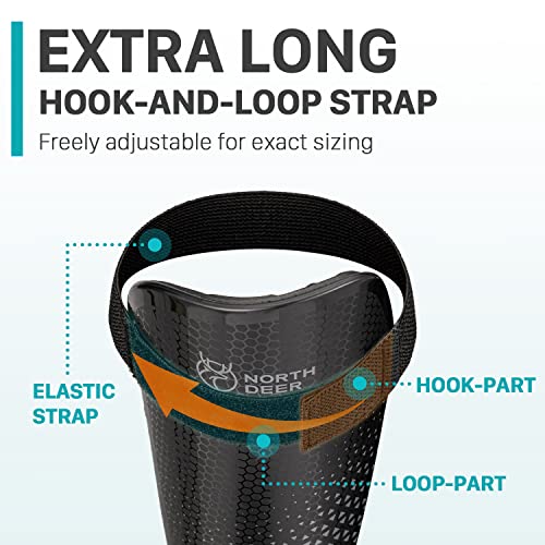 Northdeer Adults Shin Guards With Adjutable Ankle Support Straps - Protective Soccer Equipment For Men Women Teenager (Black L) #TOP1