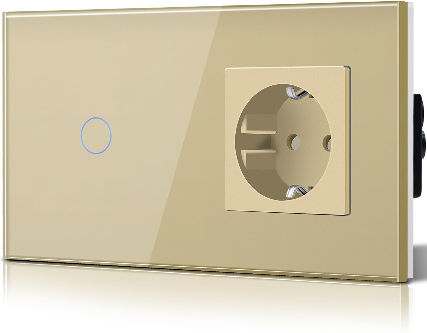 BSEED Interruptor táctil y enchufe pared,Toma de corriente con USB C,Panel de Vidrio con pulsador LED,Sin Función Wifi,1 Gang 1 Vía+1 Enchufe USB/Tipo C,157mm Negro — view 87