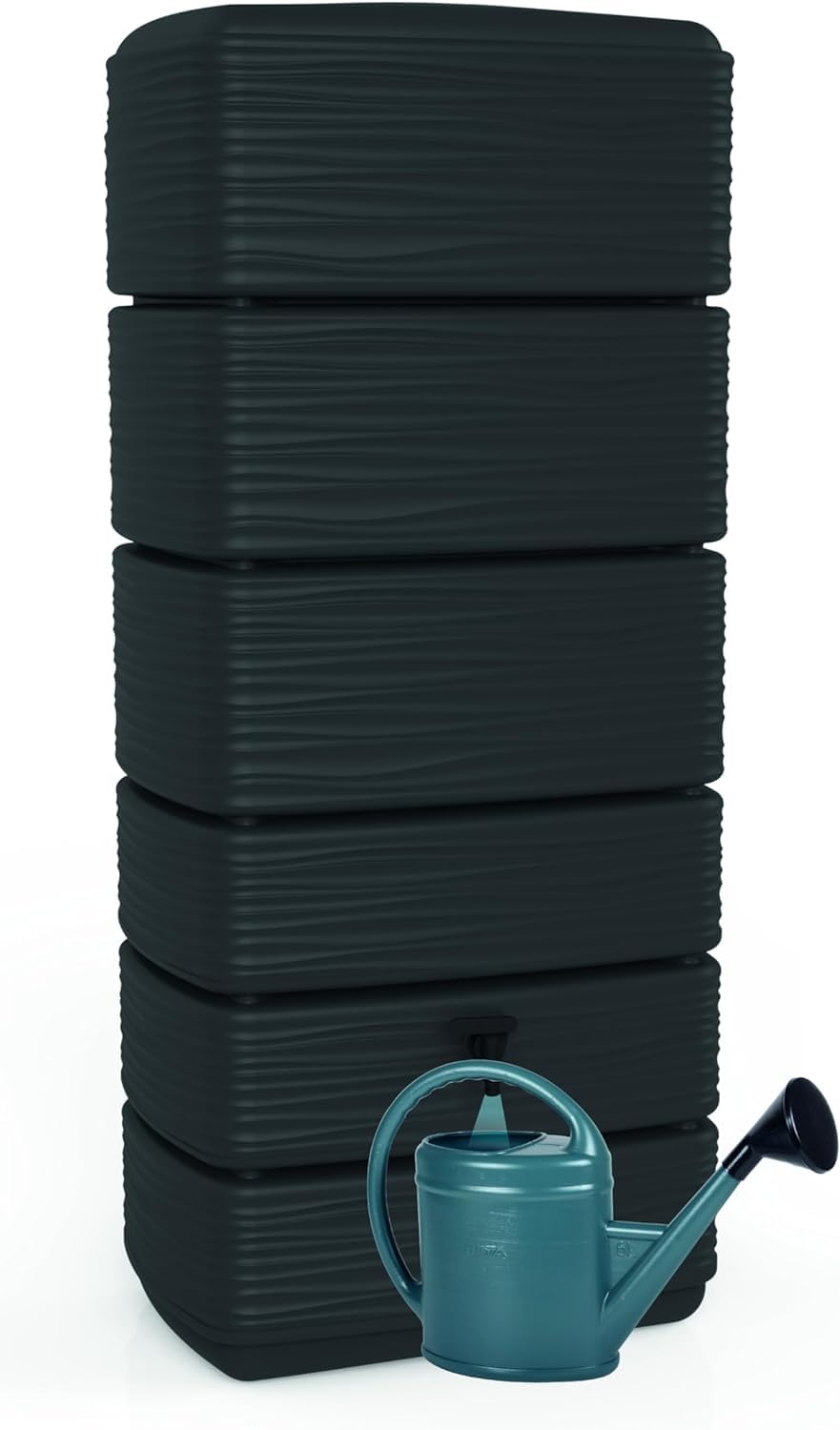 Ondis24 Regenwasser Wandtank Regenfass Eco 300 Liter Graphit anthrazit inkl. Wasserhahn