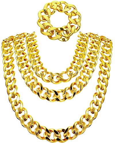 Collier hip-hop en acier inoxydable Jadive | Set de 4 bijoux rappeur années 80 90