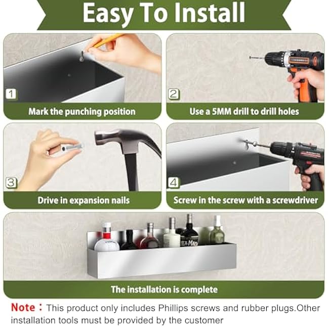 woiron 2 PCS Stainless Steel Bottle Holder,22 in Single Speed Rail Stainless Steel Liquor Bottle Holder Wall Mounted,Bottle Storage Rack for Bars,Kitchen